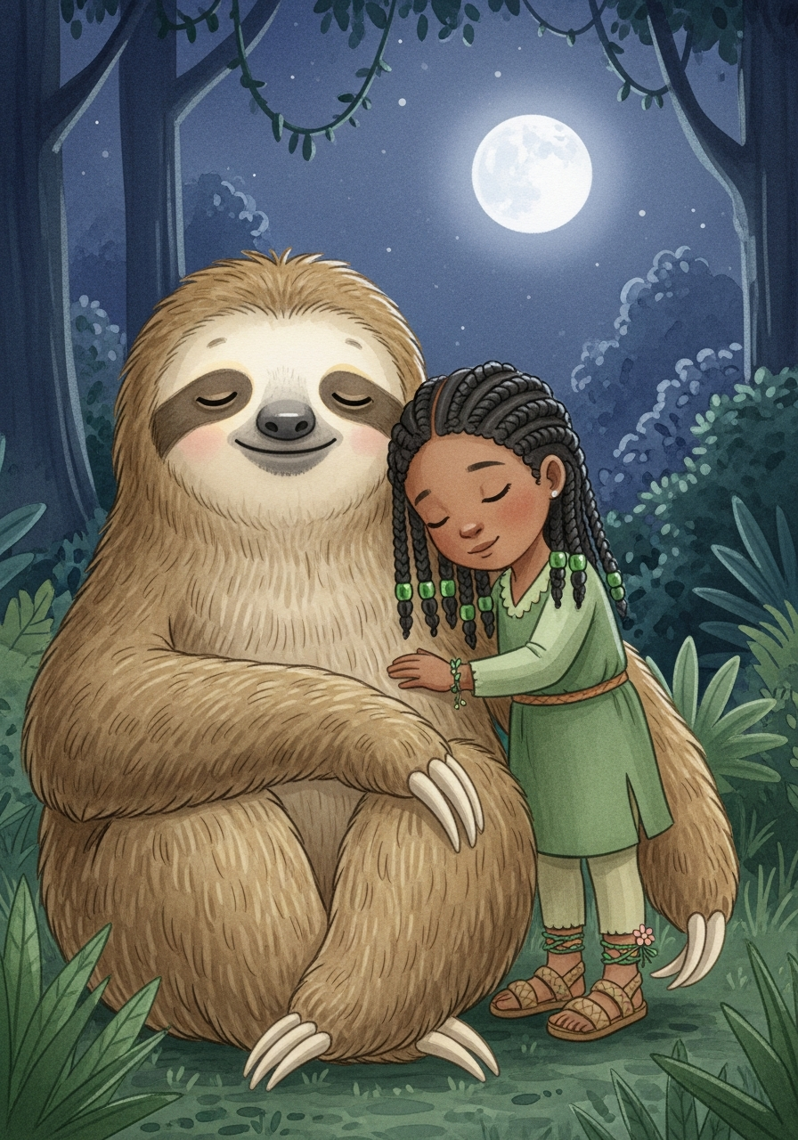 Amara hugs Slowly goodnight