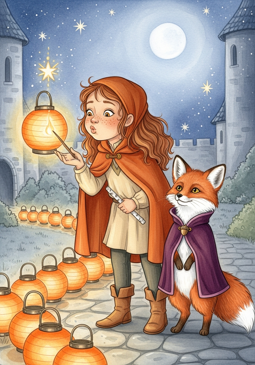 Juno lights the castle lanterns